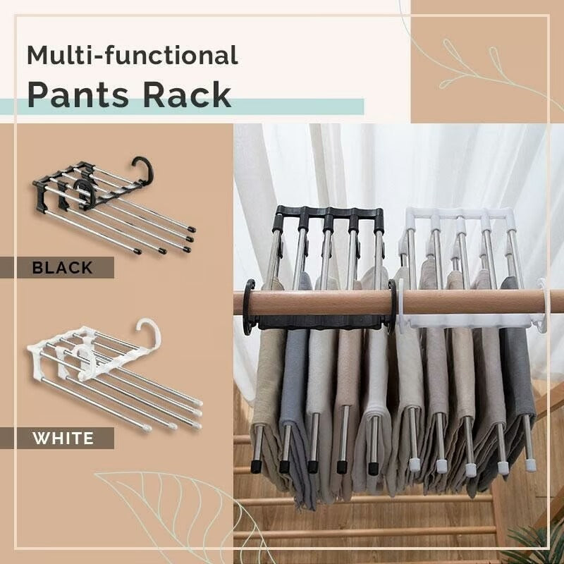 ✨Multi-functional Pants Rack - Closet Multiple Layers Multifunctional Uses Rack Organizer for Trousers Scarves Slack (1 Pack with 5 Metal Clips)✨