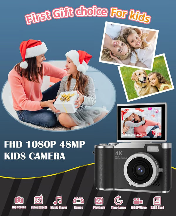 💥1080P HD 48MP Digital Point & Shoot Camera with 2.4 Inch HD Flip Screen💥