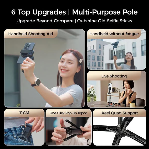 🔥 Limited stock! Summer Gifts Discount 49% OFF-🎁🎁4-in-1 Multifunctional 360° Rotation Magnetic Selfie Stick