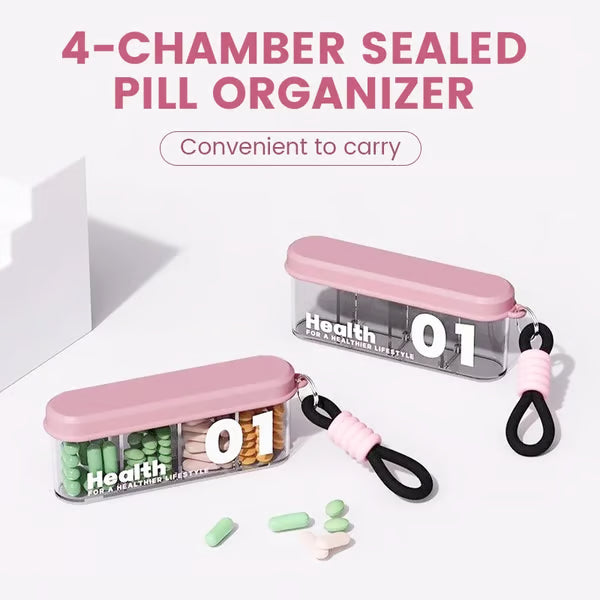 4 Compartments Portable Sealed Pill Organizer