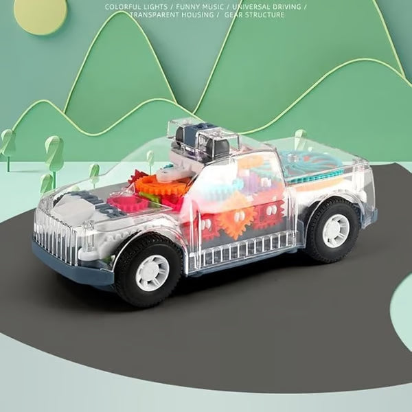 Light Up Transparent Gears Police Car Toy for Kids