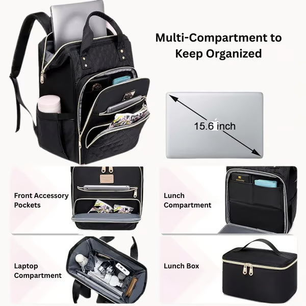 🎒✨Large-Capacity Quilted Backpack with Multiple Compartments for Travel, Lunch & Camping