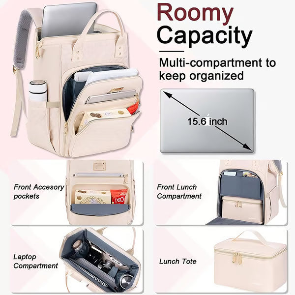 🎒✨Large-Capacity Quilted Backpack with Multiple Compartments for Travel, Lunch & Camping