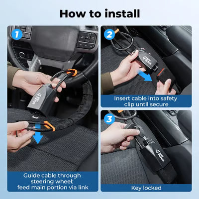 Steering Wheel Lock Seat Belt Universal Anti Theft Car Device Prevention