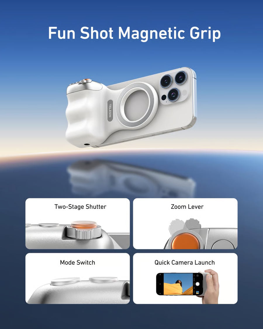 TELESIN Fun Shot Magnetic Phone Camera Grip & Magnetic Selfie Light Bundle Kit